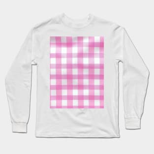 Pink Riviera Gingham Bliss: Summery Fresh Striped Delight Long Sleeve T-Shirt